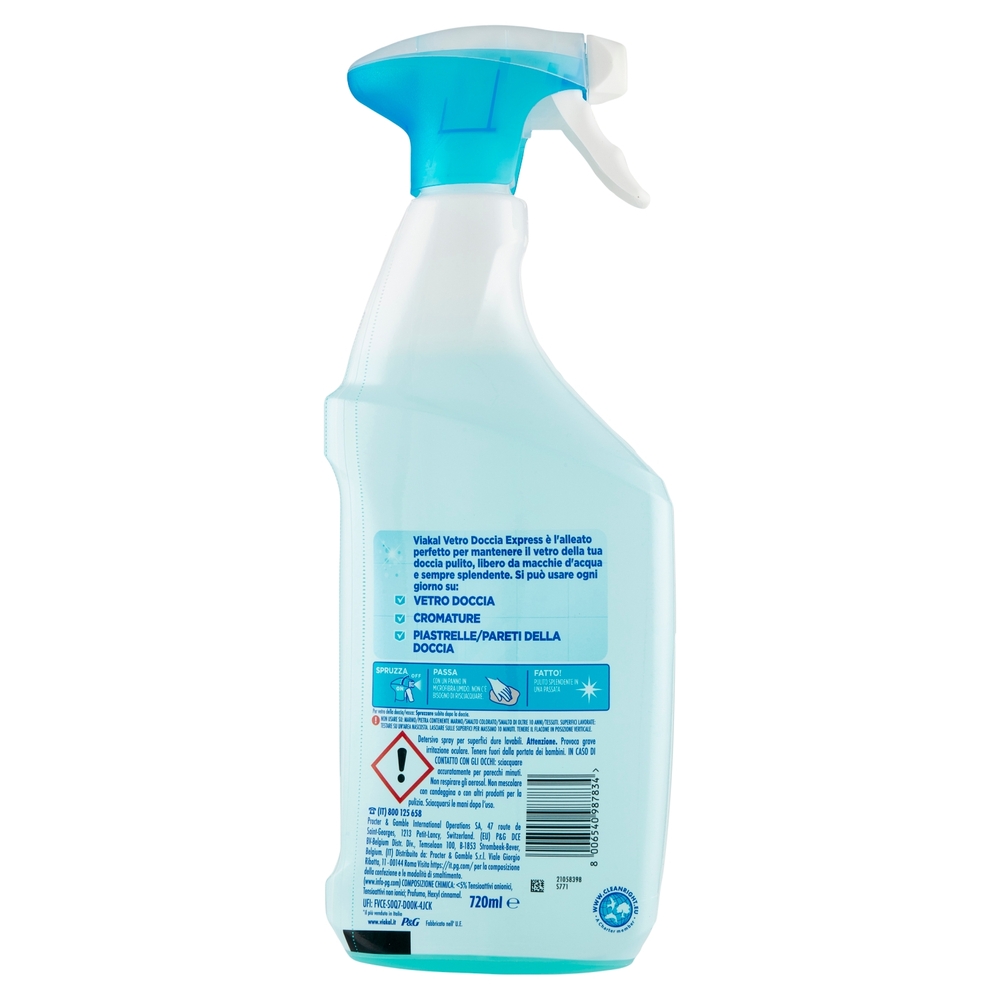 Viakal Detersivo Anticalcare Vetro Doccia Express Senza Risciacquo Spray 720 ml
